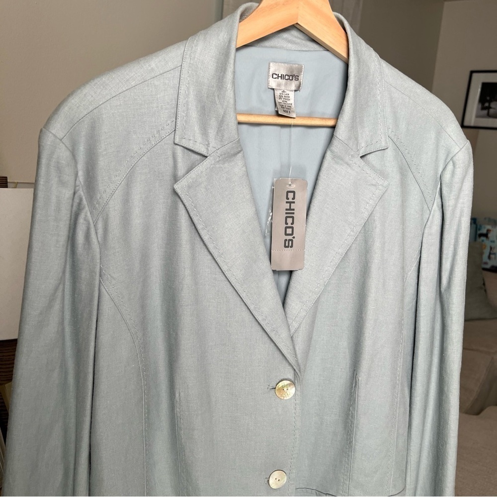 Chico’s Captiva Isle Trentino Jacket Light Blue Size 3 NWT $128 - Picture 3 of 15